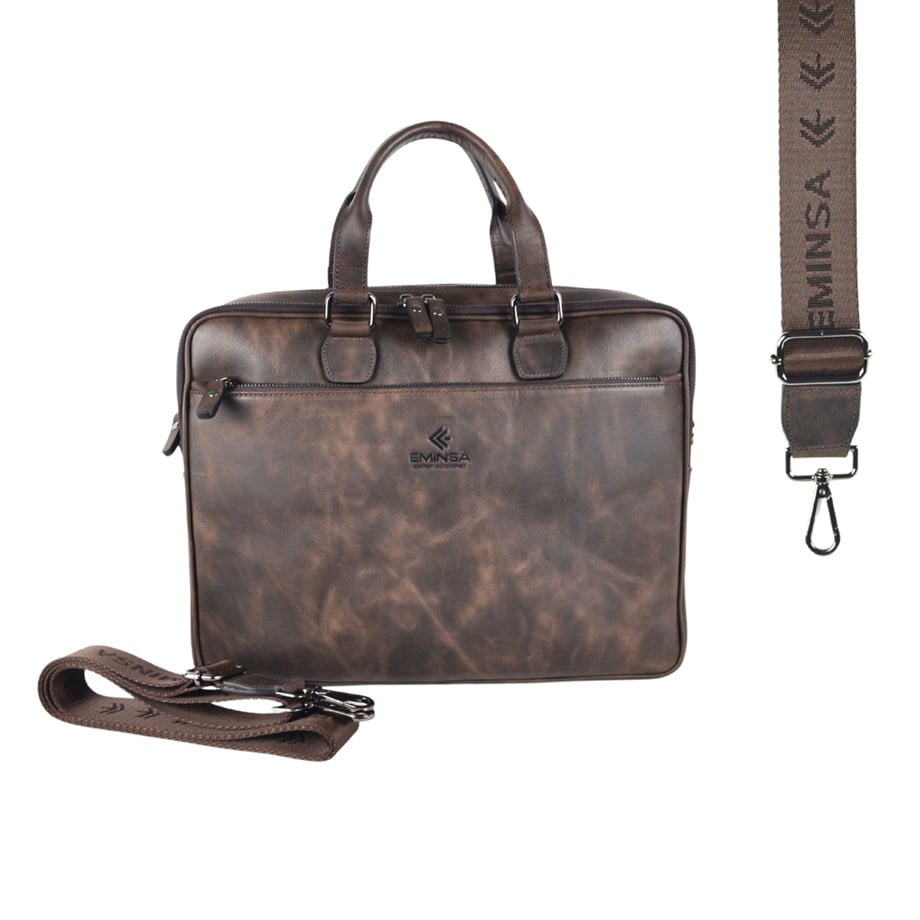 Erkek Kahverengi Crazy Deri Evrak Çantası