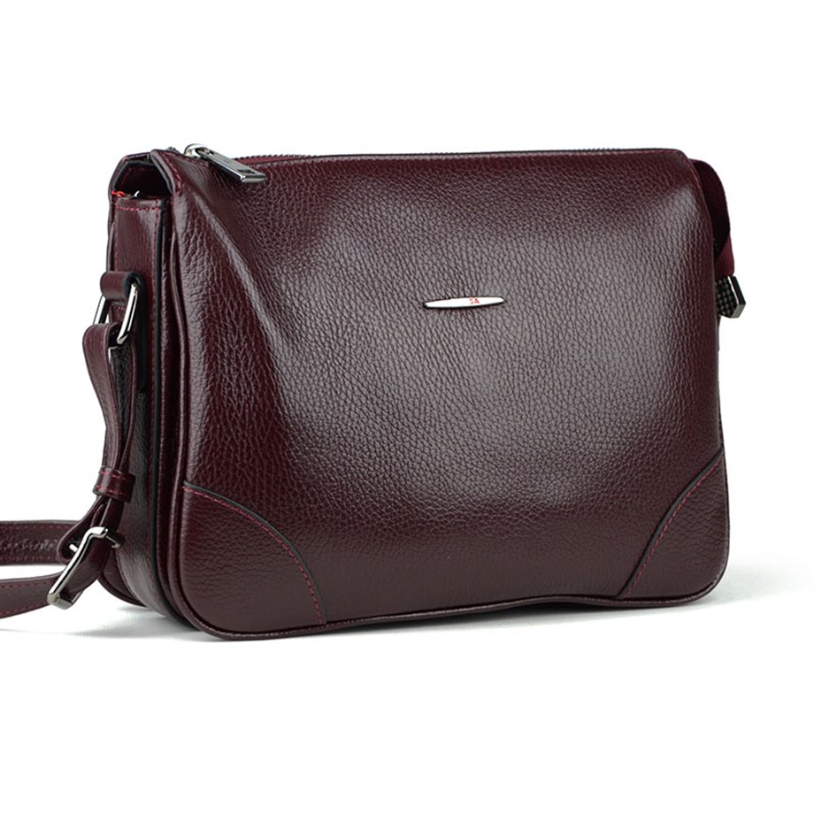 Bordo Hakiki Deri Omuz Çantası