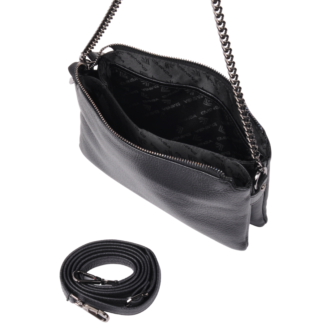 Eminsa Siyah Hakiki Deri Kadın Çantası 40396