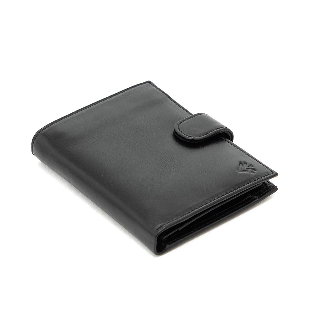 Siyah Dikey Model Çıtçıtlı Deri Erkek Cüzdan