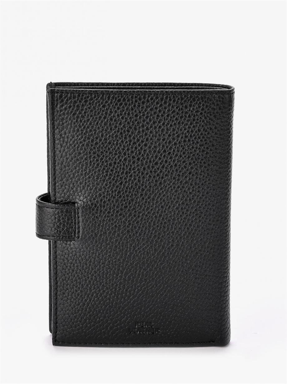Erkek Siyah Deri Dikey Cüzdan