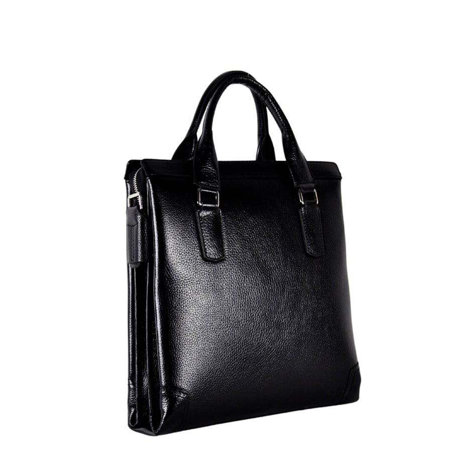 Siyah Hakiki Deri Geniş Model Omuz Çantası 6191