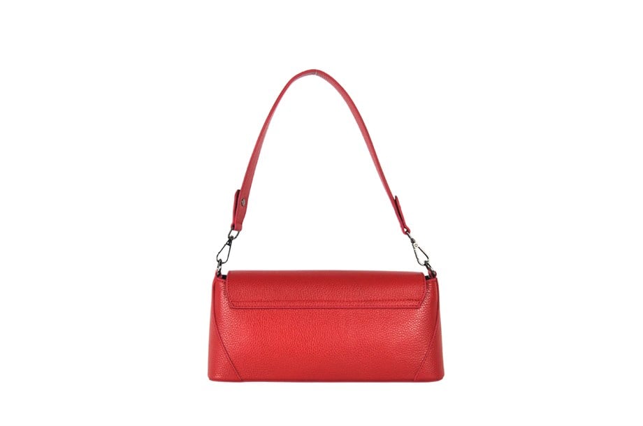 Kadın Kırmızı Hakiki Deri Baget Çanta