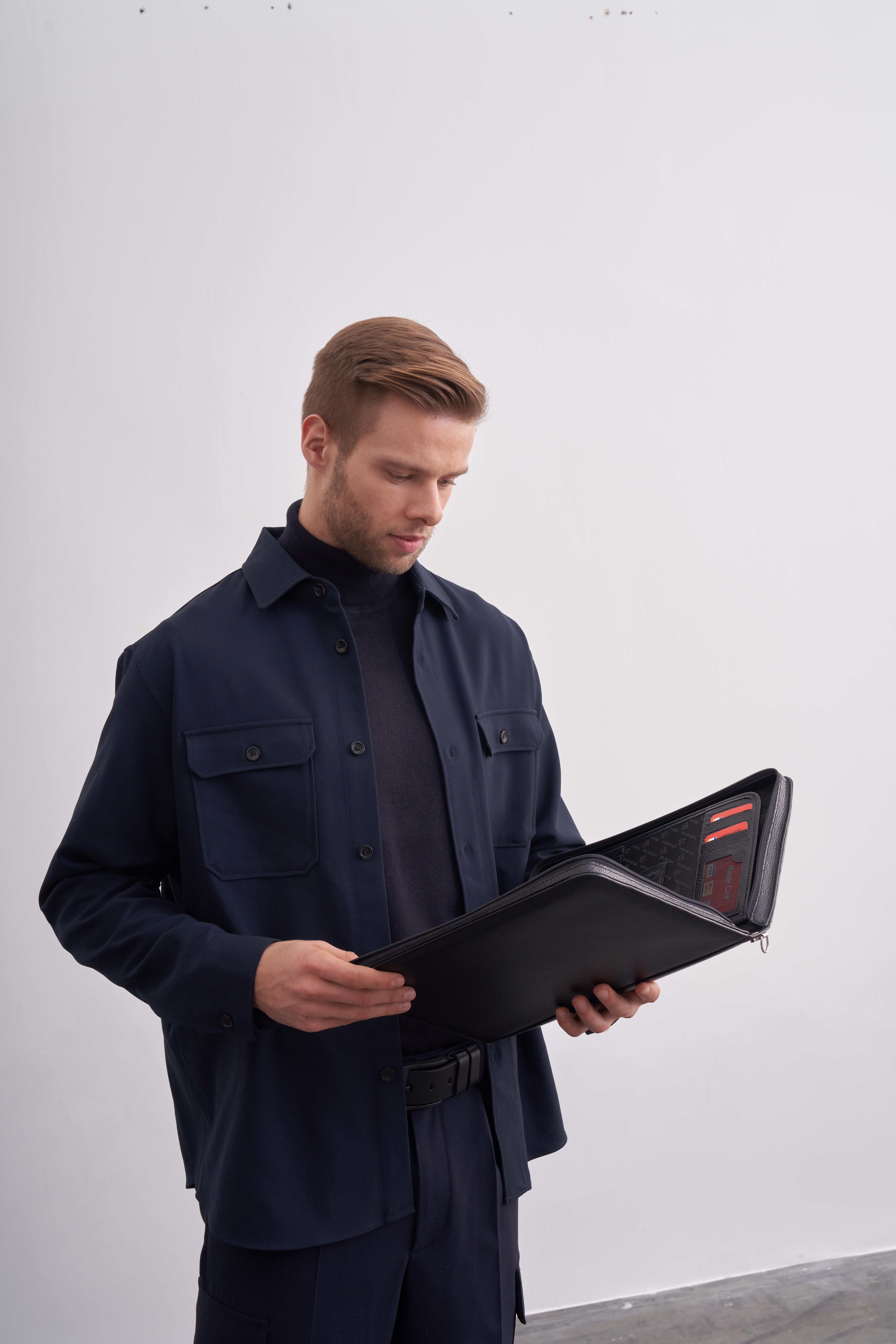 Siyah Hakiki Deri Klasör