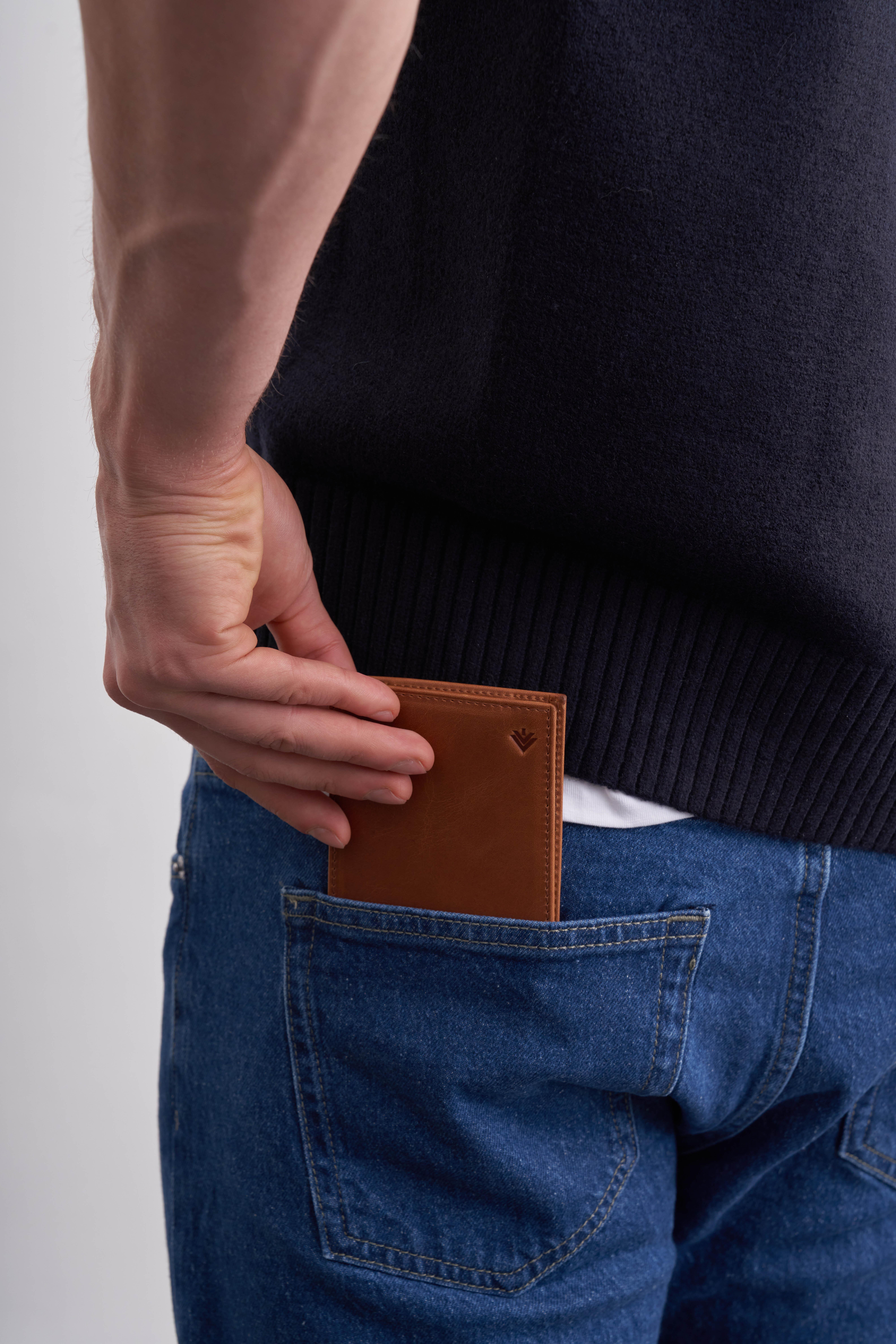 Erkek Taba Crazy Deri Para Klipsli Cüzdan 1068