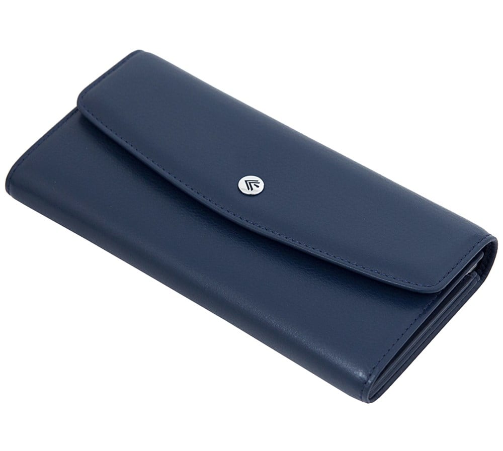 Kadın İçten Klipsli Deri Lacivert Cüzdan