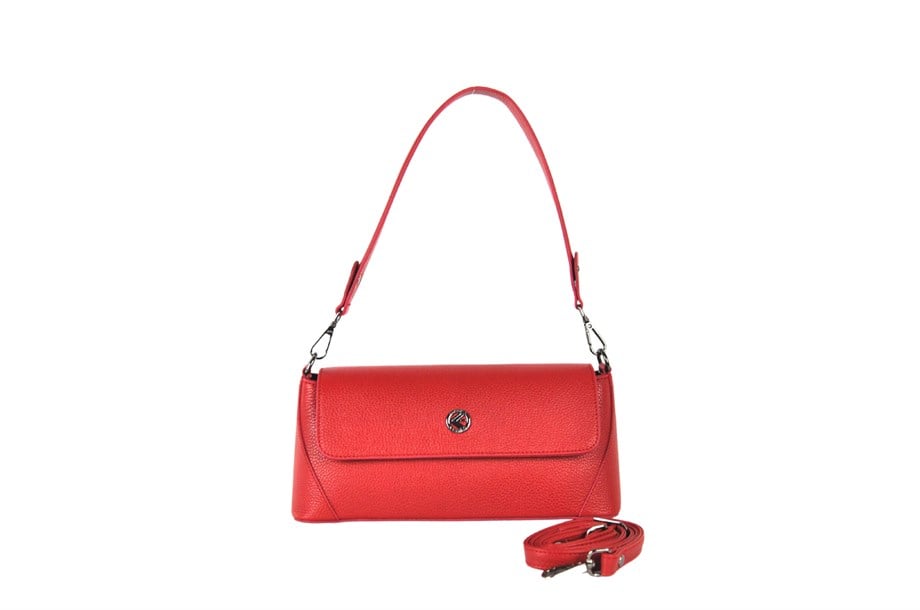 Kadın Kırmızı Hakiki Deri Baget Çanta