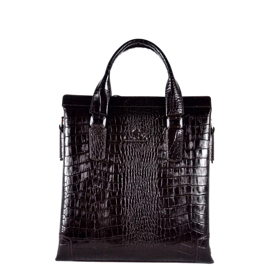 Siyah Hakiki Deri Geniş Model Omuz Çantası 6191