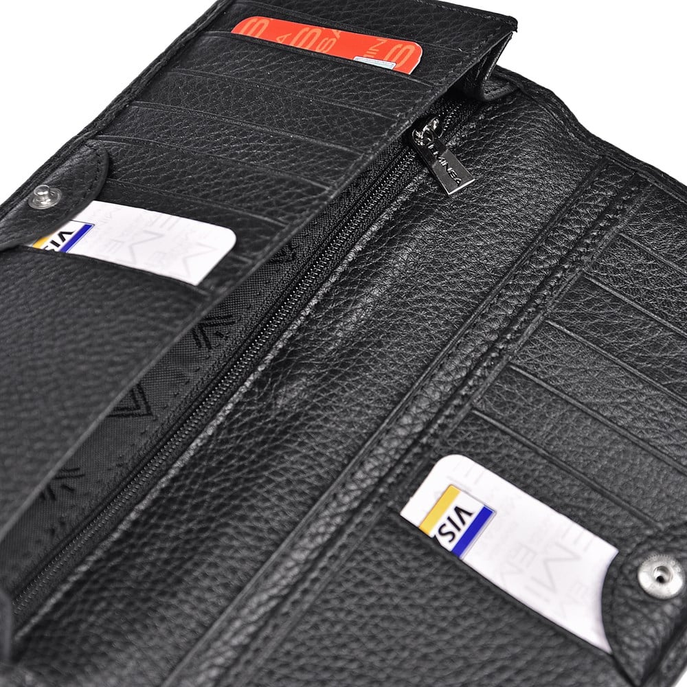 Dikey Siyah Deri Cüzdan