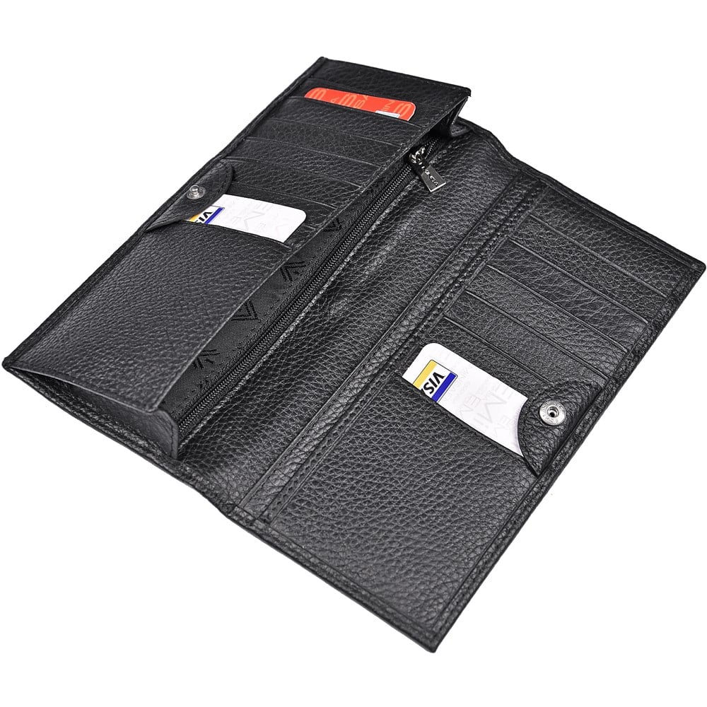 Dikey Siyah Deri Cüzdan