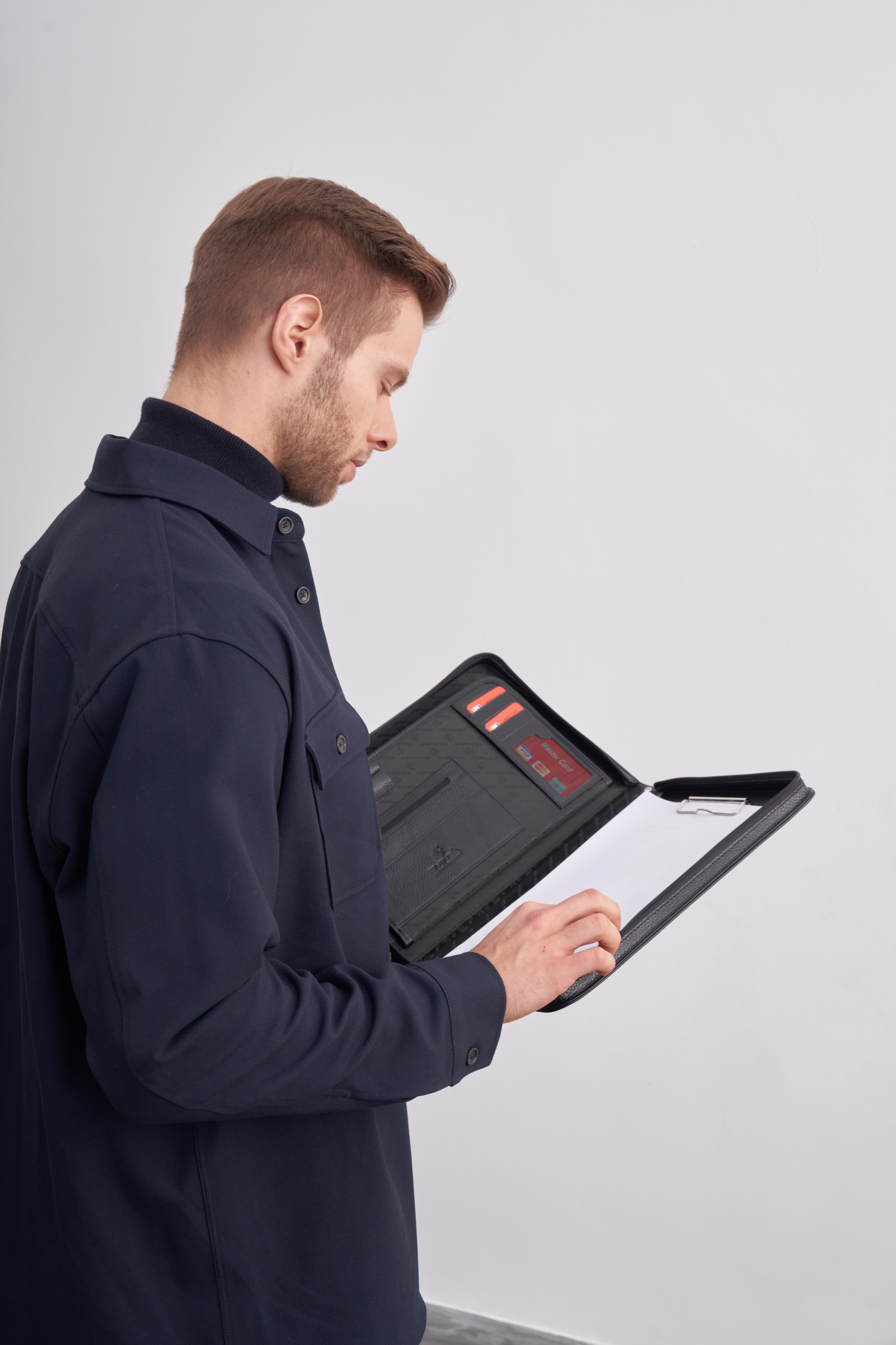 Siyah Hakiki Deri Klasör