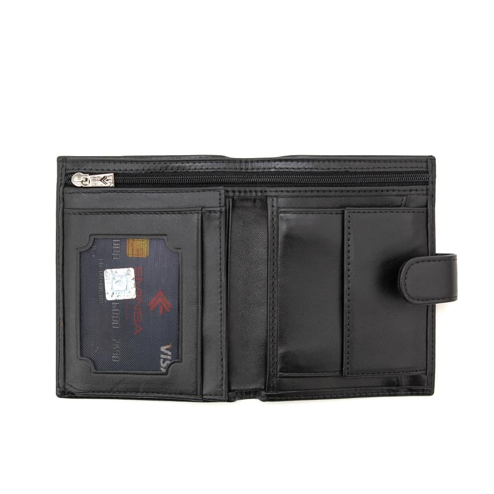 Siyah Dikey Model Çıtçıtlı Deri Erkek Cüzdan
