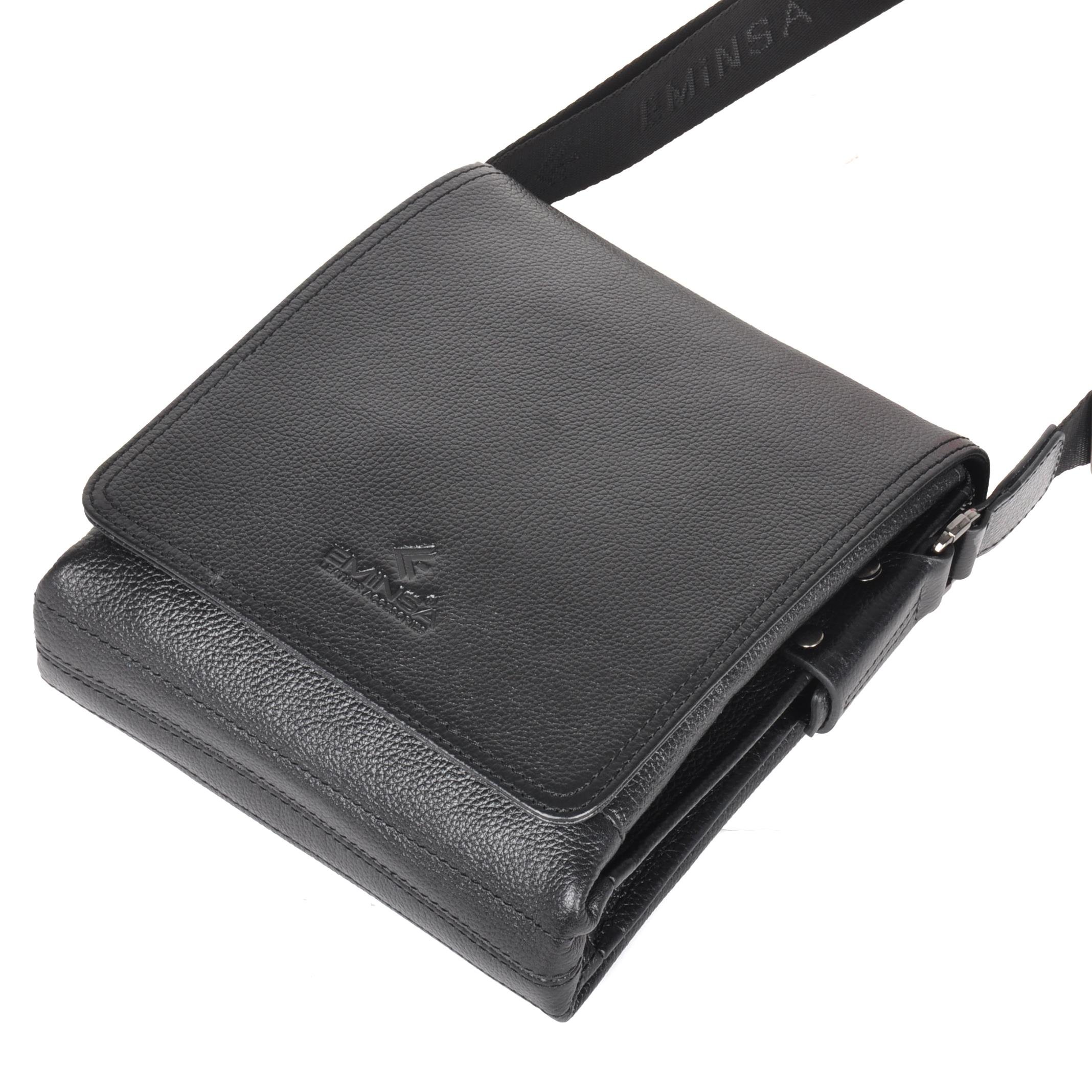 Erkek Siyah Hakiki Deri Omuz Çantası