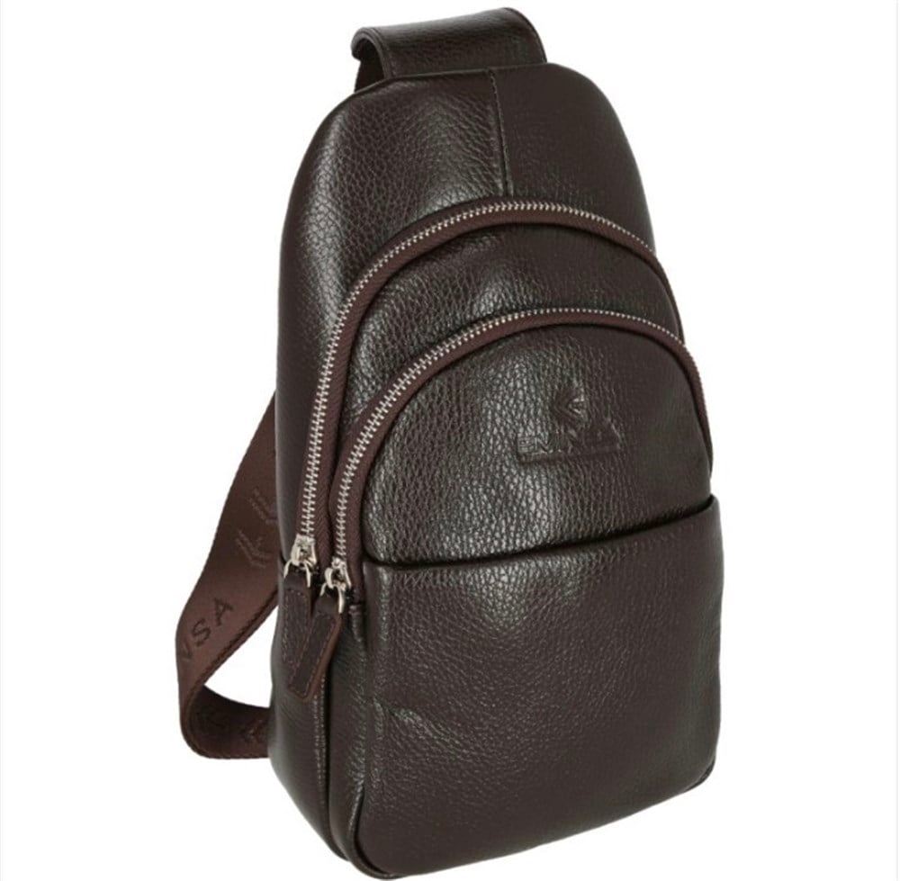 Erkek Kahverengi Deri Çapraz Askılı Çantası 