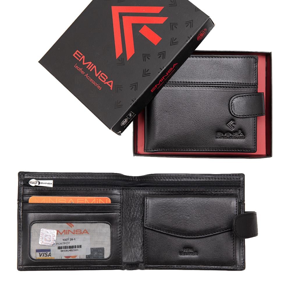 Erkek Siyah Hakiki Deri Cüzdan 1027