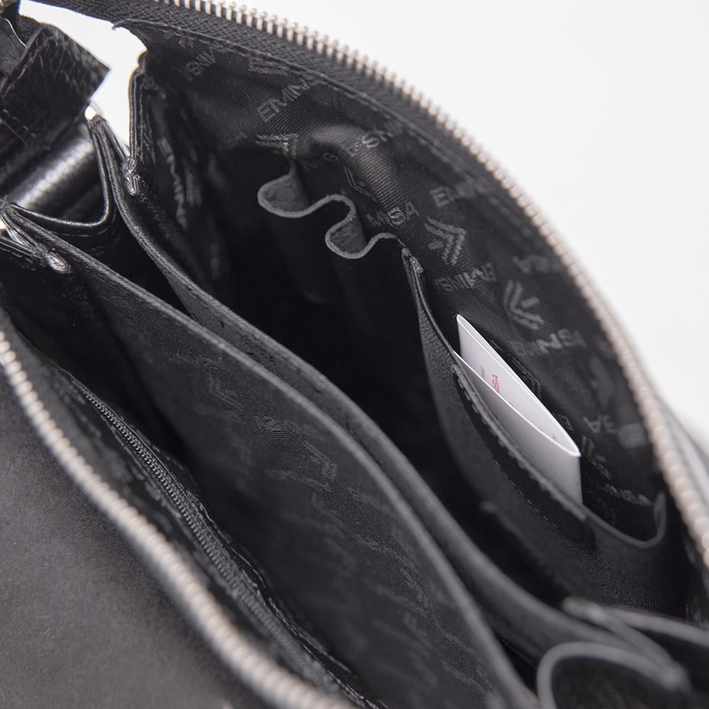 Erkek Siyah Hakiki Deri Omuz Çantası