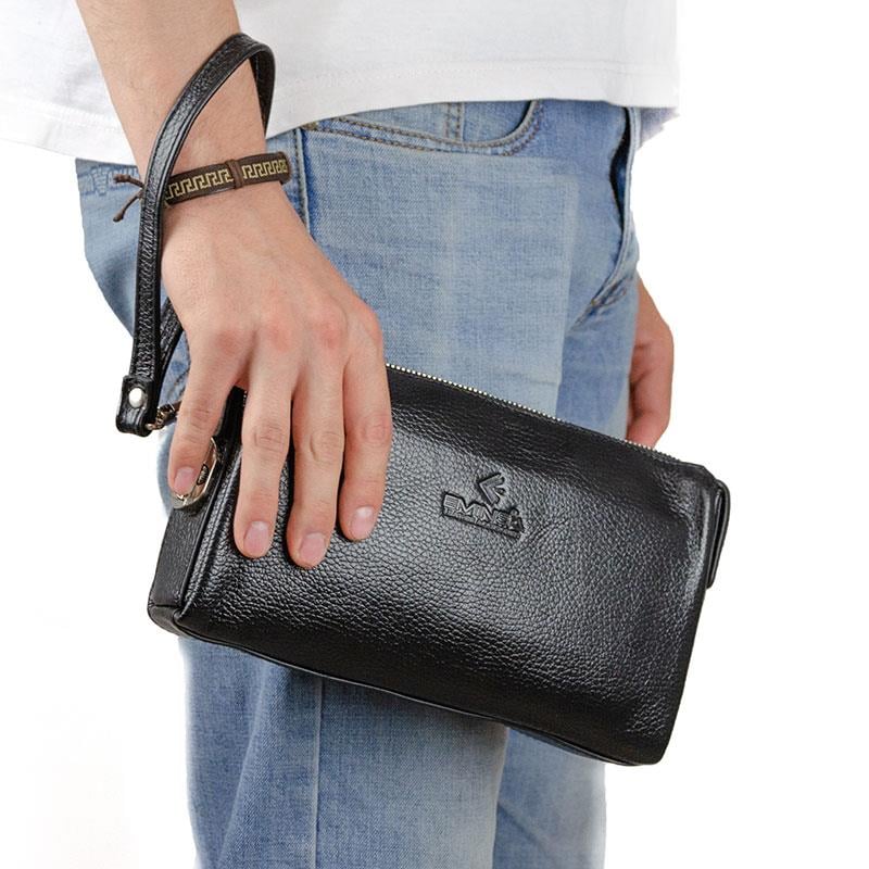 Erkek Siyah Hakiki Deri Şifreli El Çantası