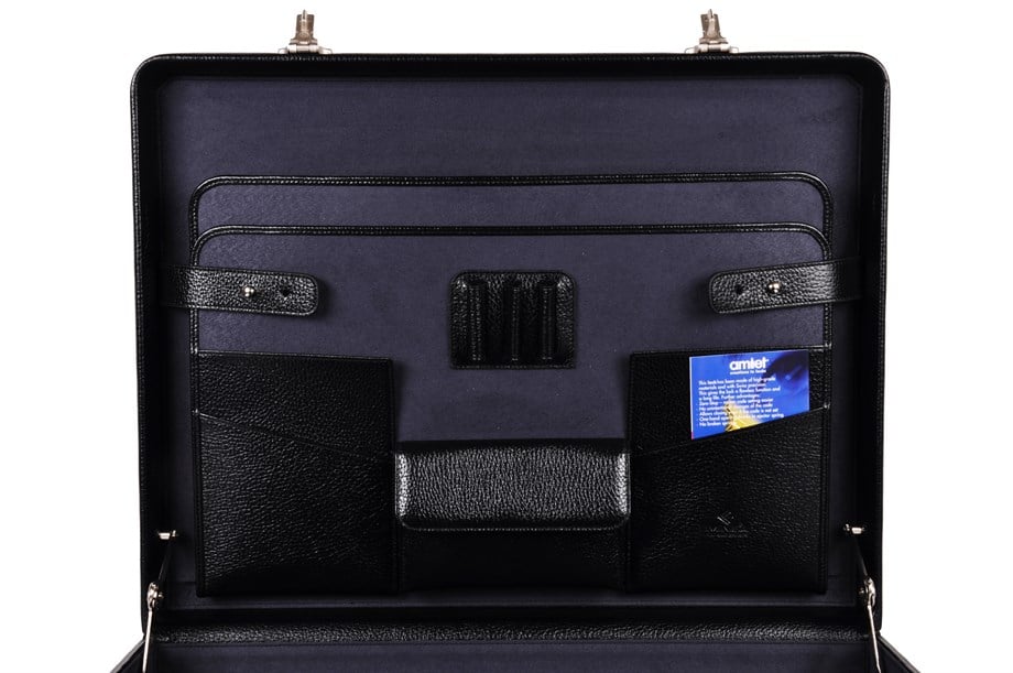 Siyah Hakiki Deri Bond Tipi Şifreli Evrak Çantası