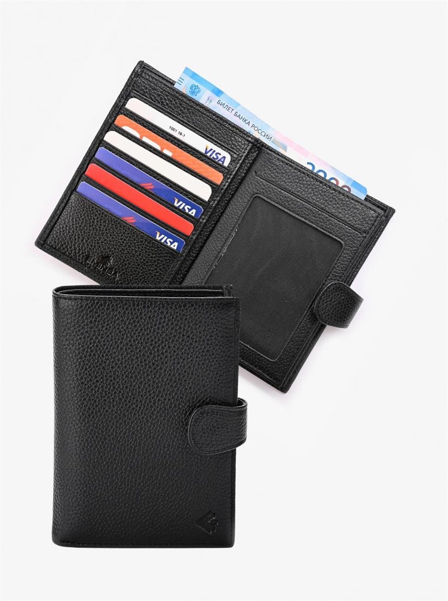Erkek Siyah Deri Dikey Cüzdan