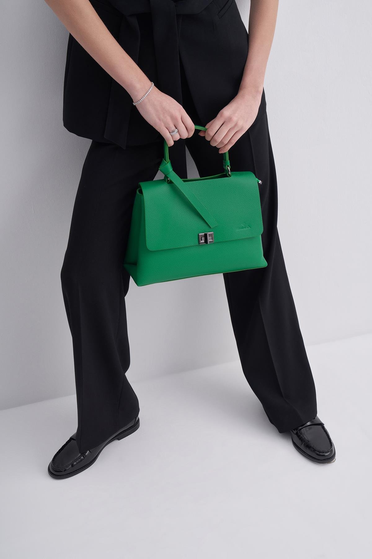 Yeşil Hakiki Deri Kadın Çantası