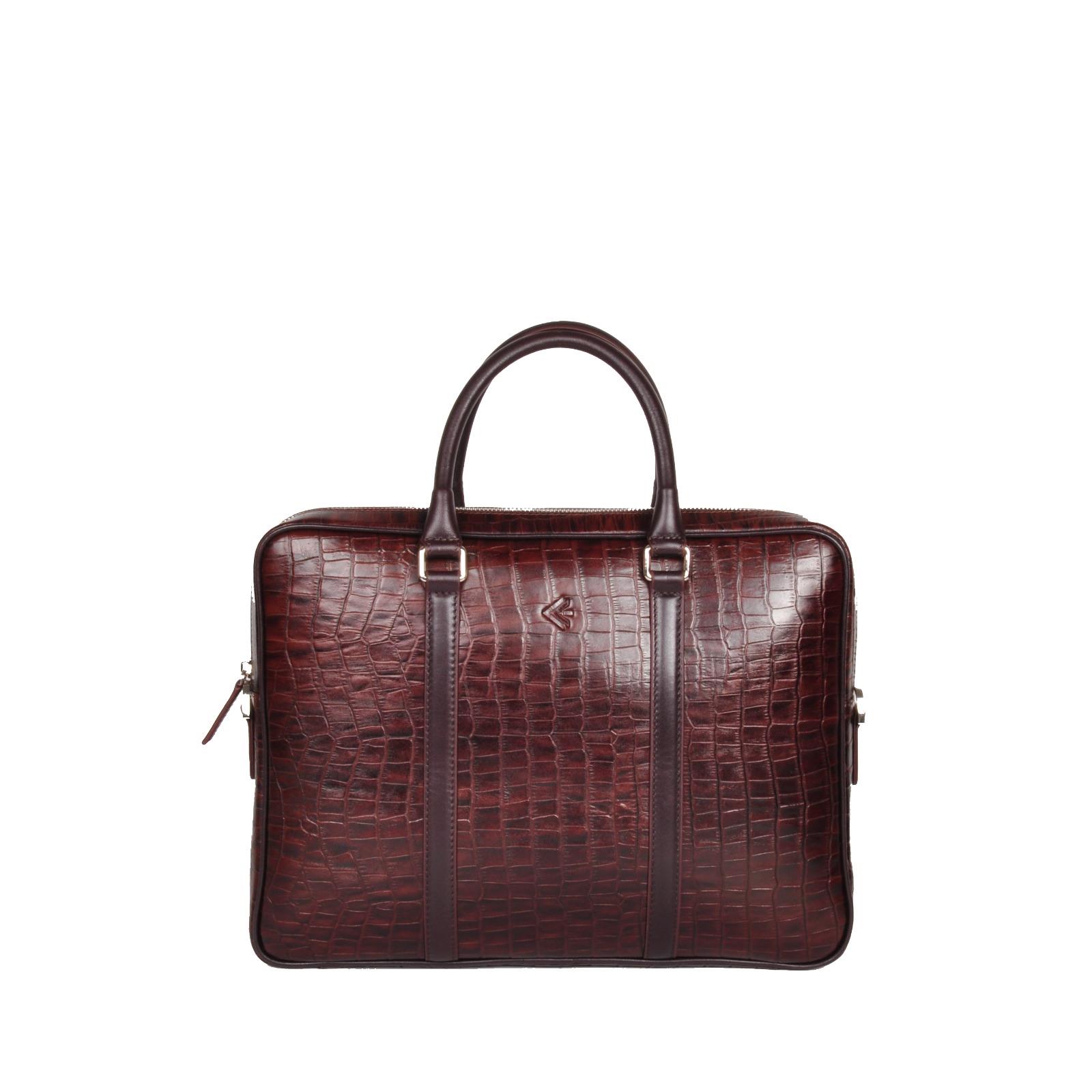 Erkek Şeritli Hakiki Deri Evrak Çantası 7131