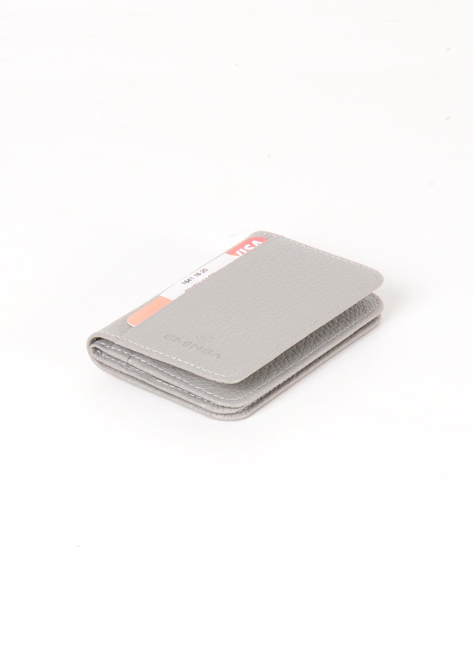 Kadın Gri Hakiki Deri Kartlık