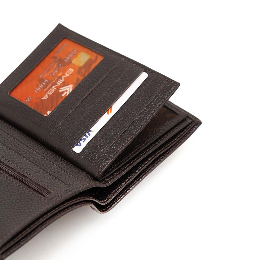 Erkek Kahverengi Deri Dikey Cüzdan