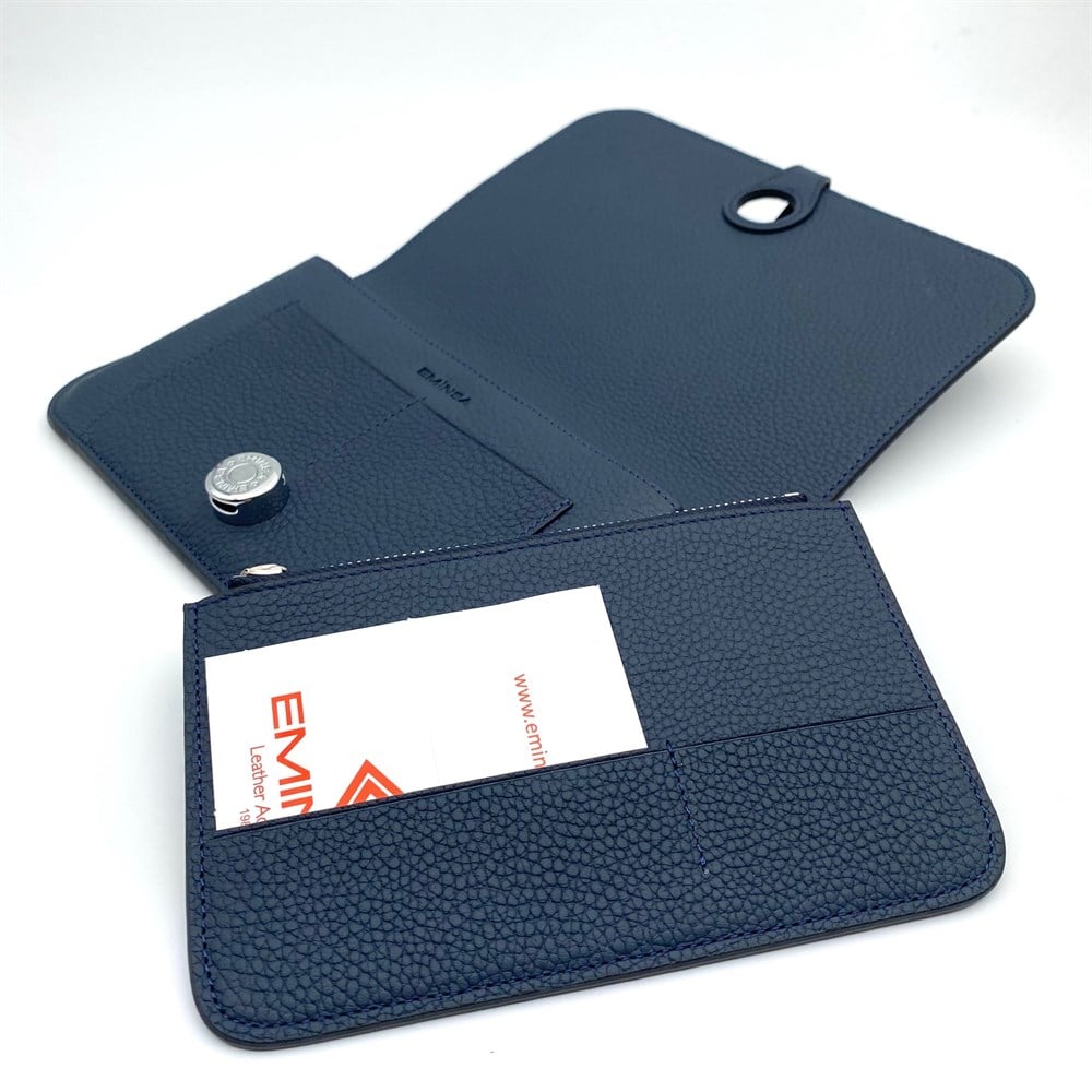 Lacivert Deri Kadın Portmone