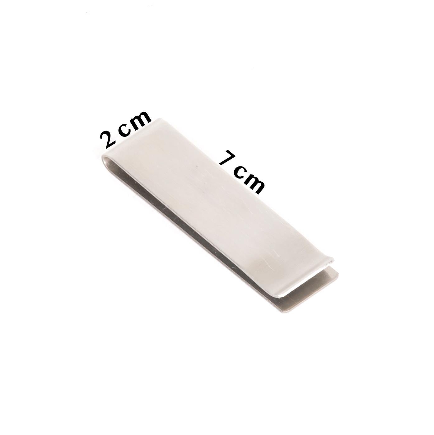 Metal Kağıt Para Tokası Kart Tutucu Klips Cüzdan Ataş Gümüş 7cm X 2,5cm Küçük Boy