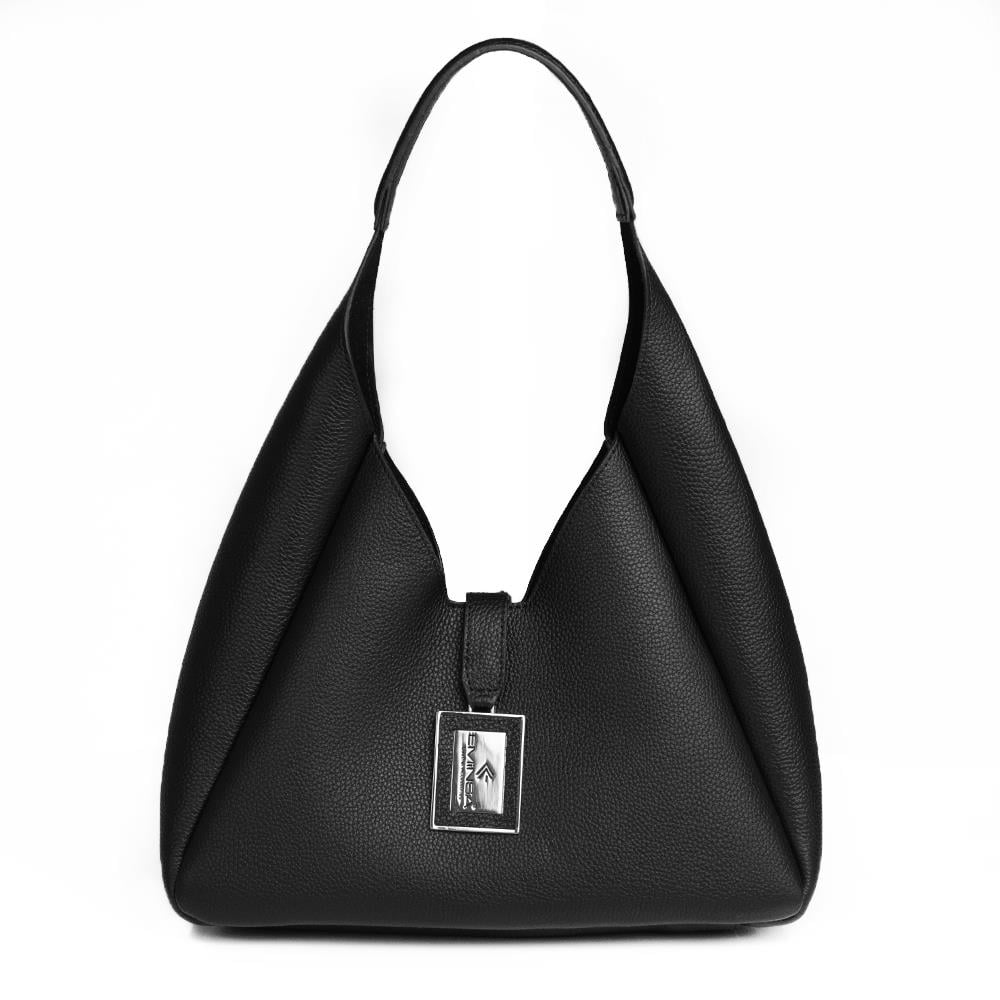 Siyah Hakiki Deri İkili Set Kadın Omuz Çantası