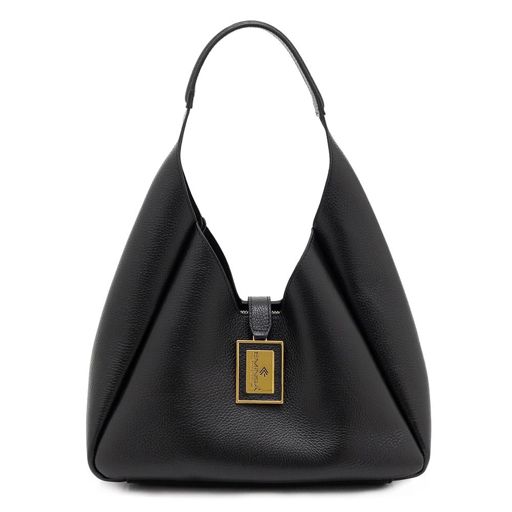 Siyah Hakiki Deri İkili Set Kadın Omuz Çantası