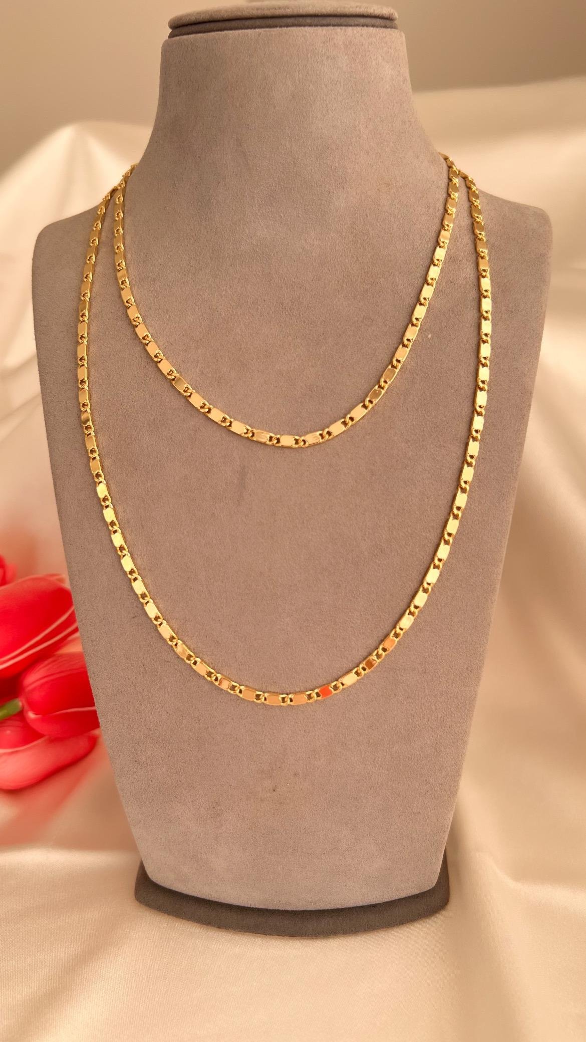 Yassı Ezme Zincir Gold Kolye