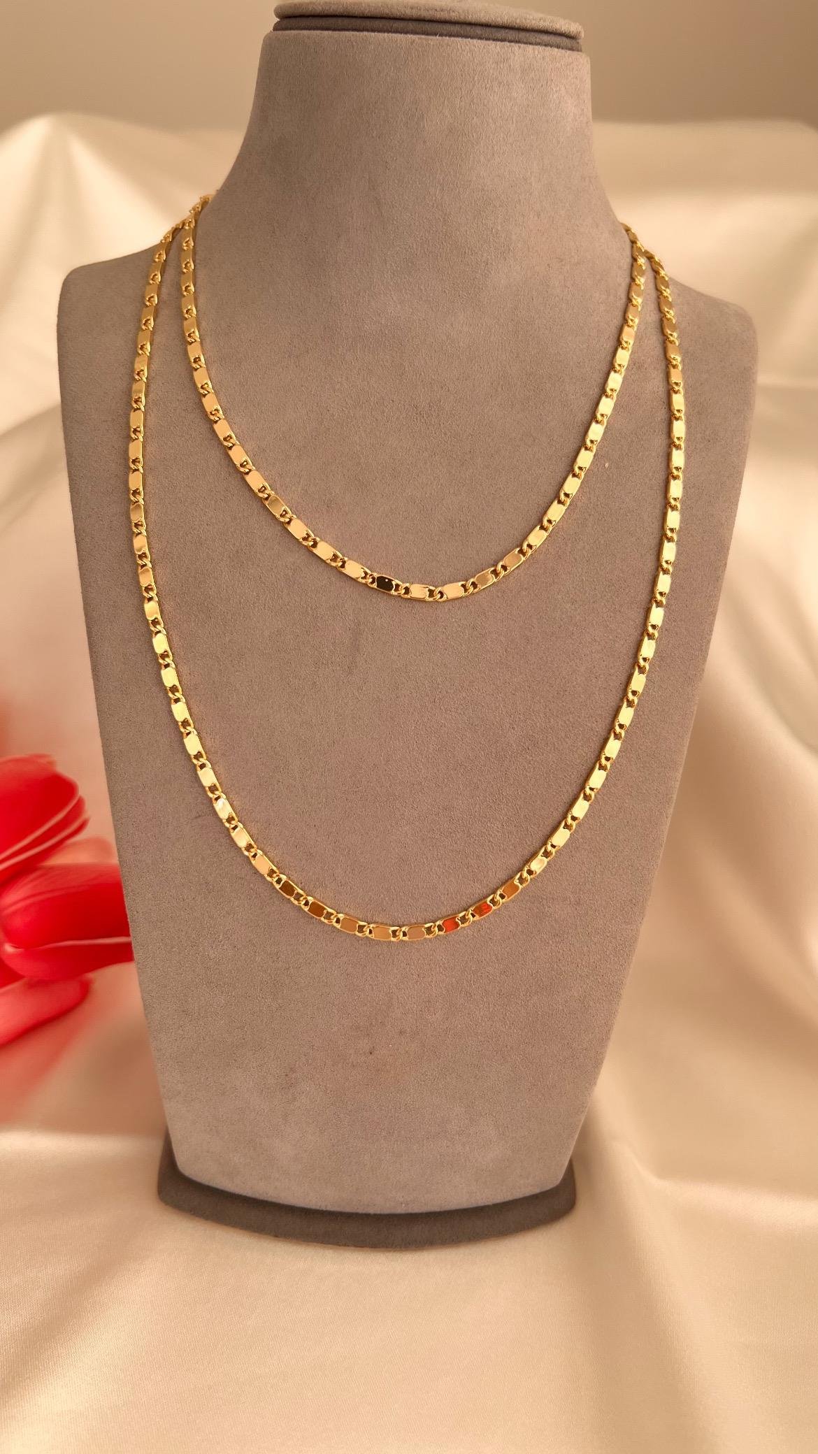 Yassı Ezme Zincir Gold Kolye