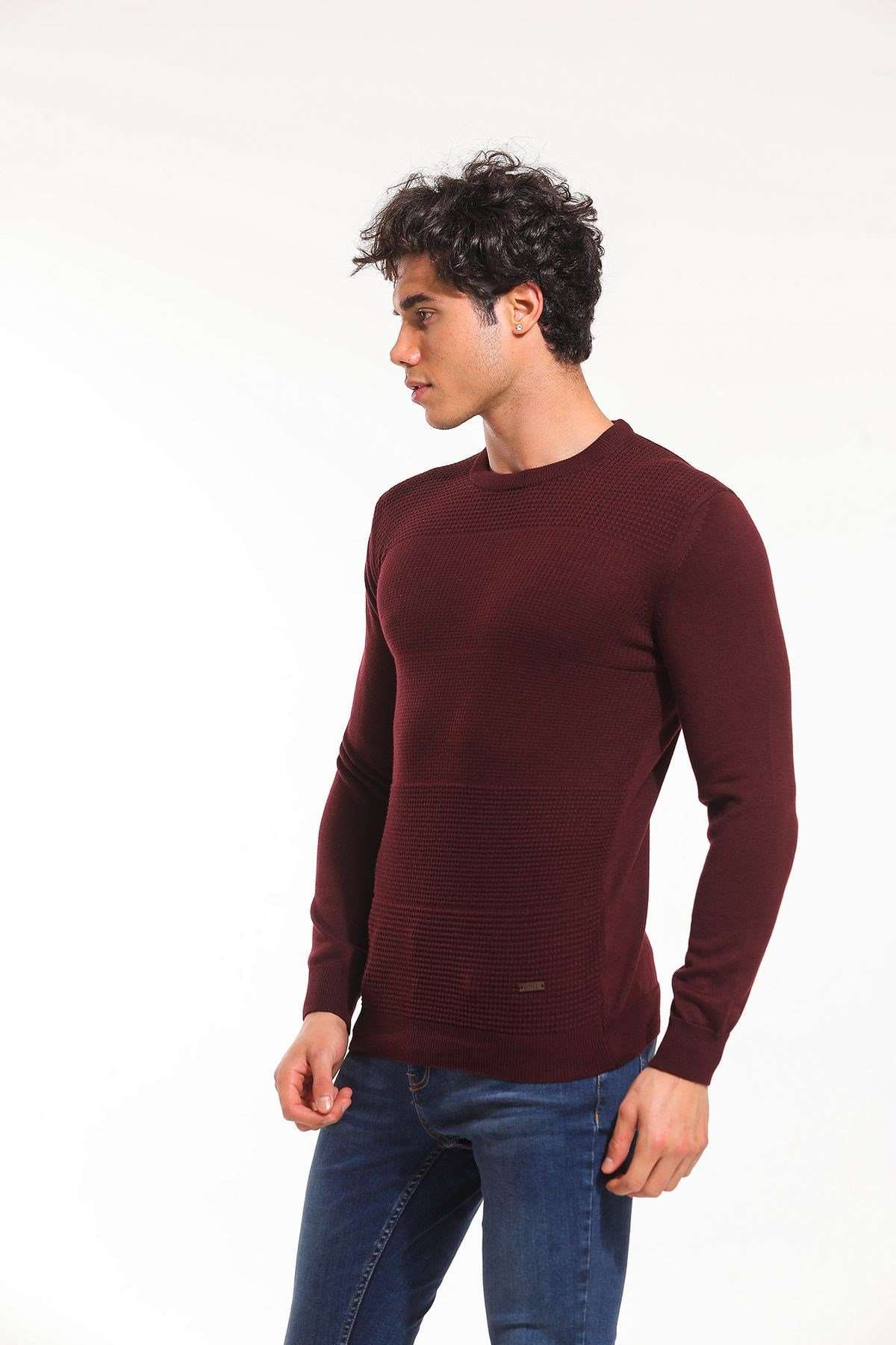 Bisiklet Yaka Kazak Bordo (5064)