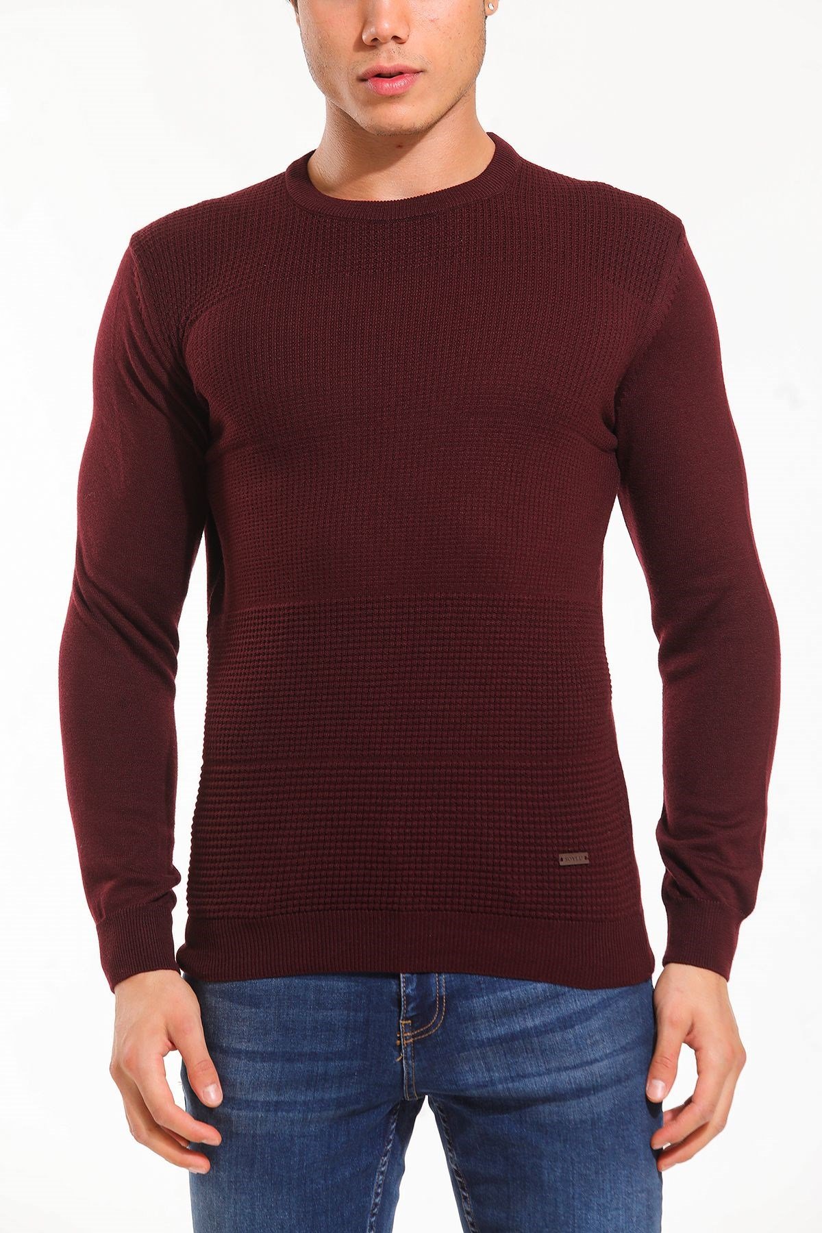Bisiklet Yaka Kazak Bordo (5064)