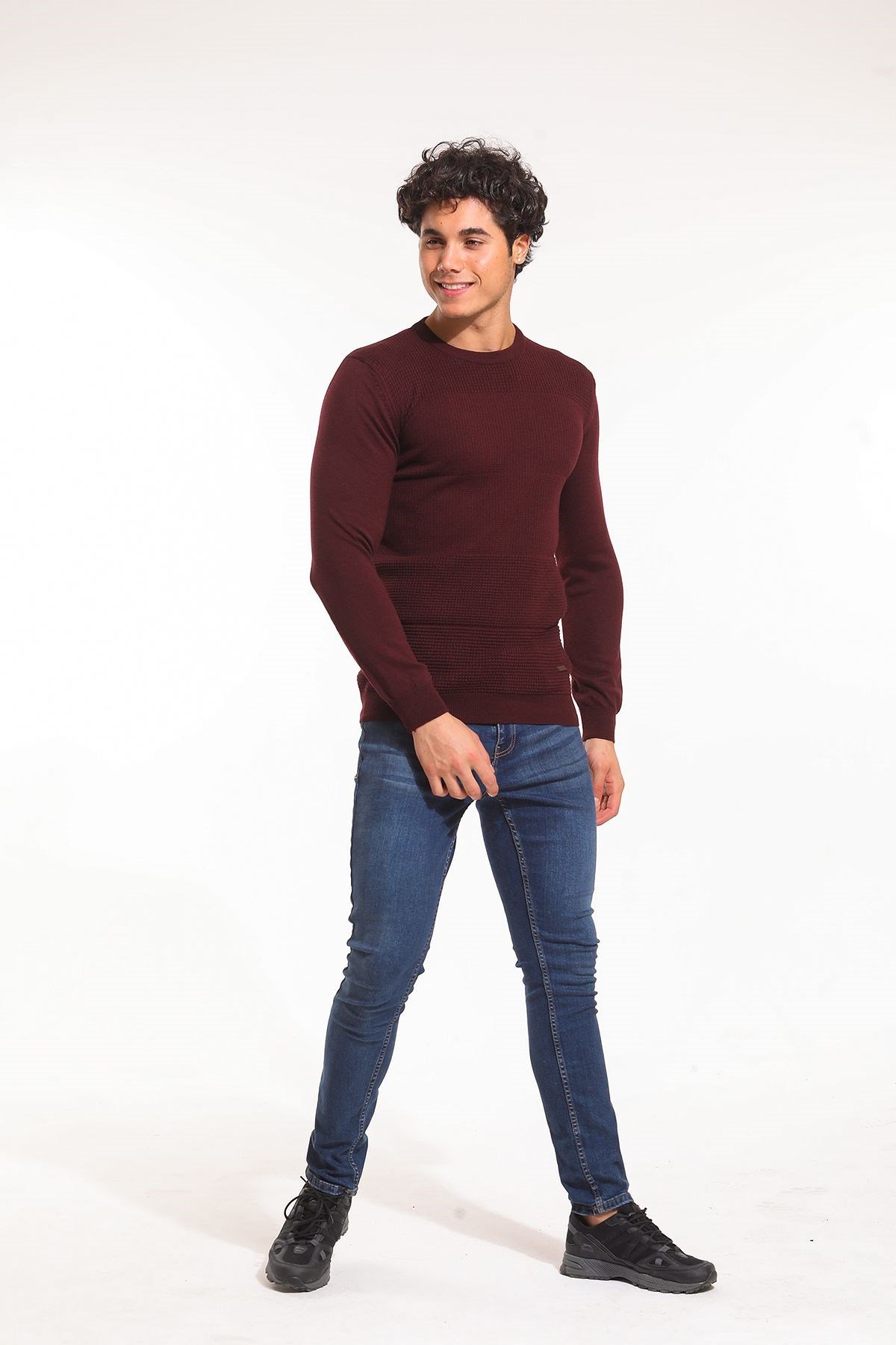 Bisiklet Yaka Kazak Bordo (5064)