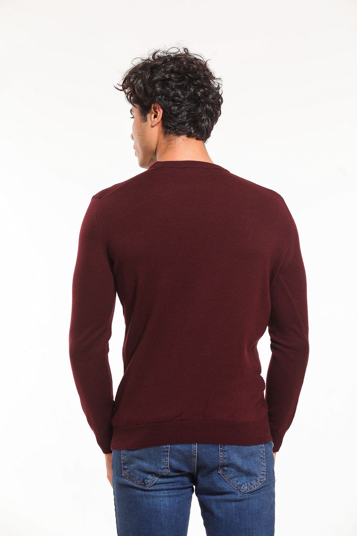 Bisiklet Yaka Kazak Bordo (5064)