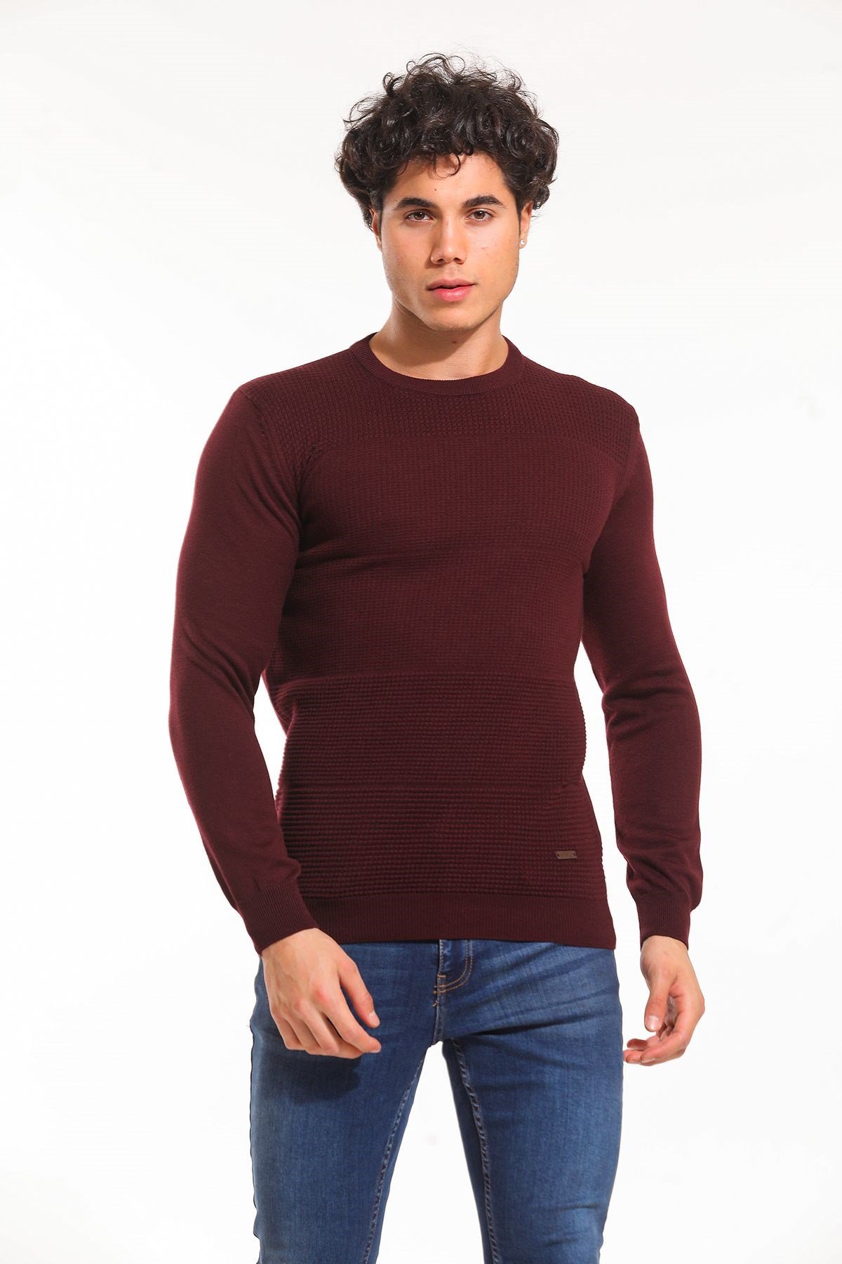 Bisiklet Yaka Kazak Bordo (5064)