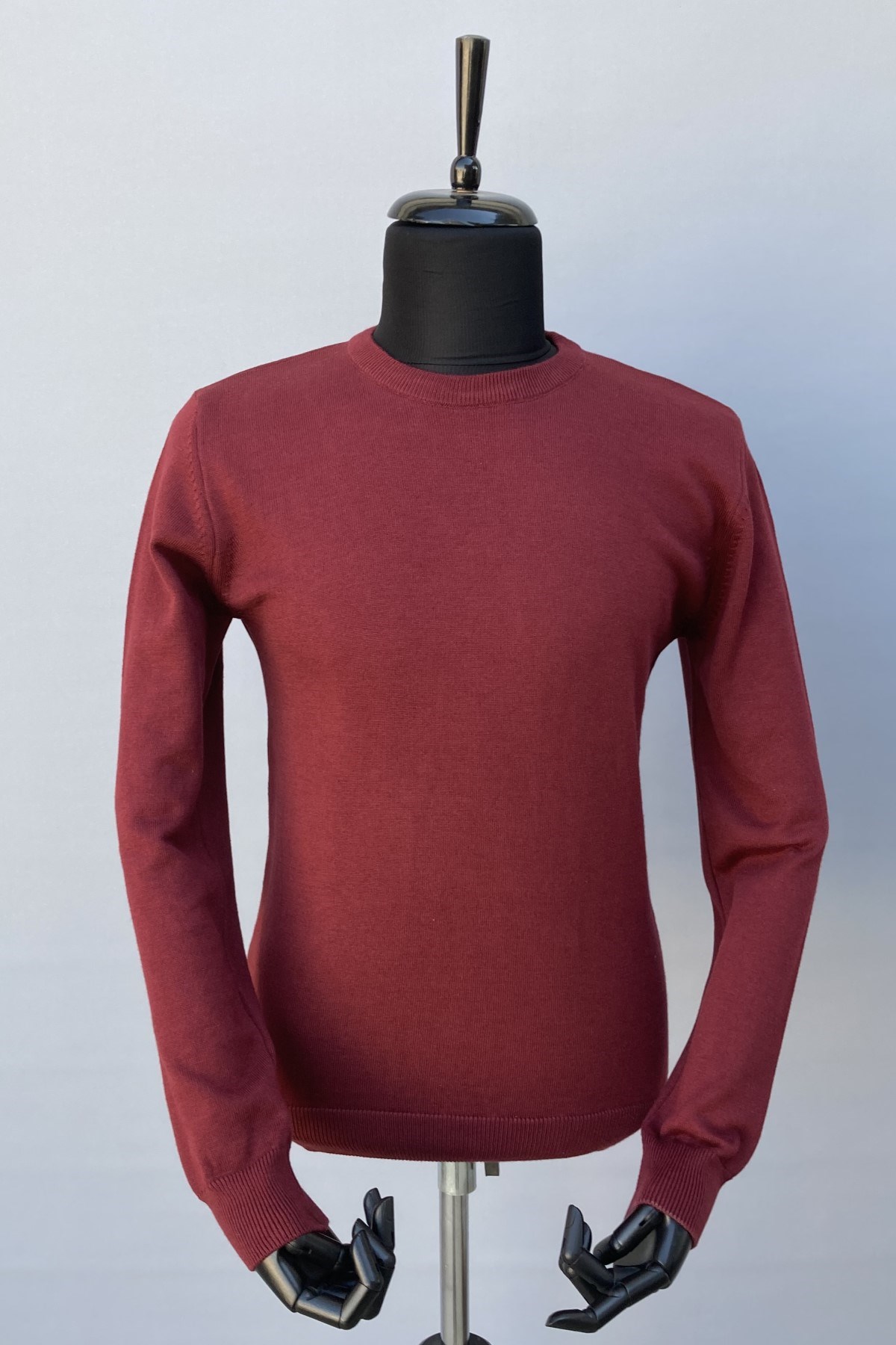 Bisklet Yaka Düz Kazak Bordo (5028)