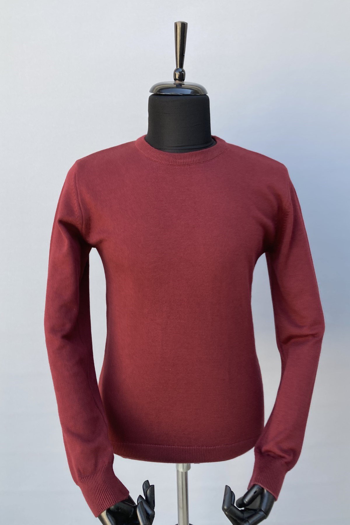 Bisklet Yaka Düz Kazak Bordo (5028)