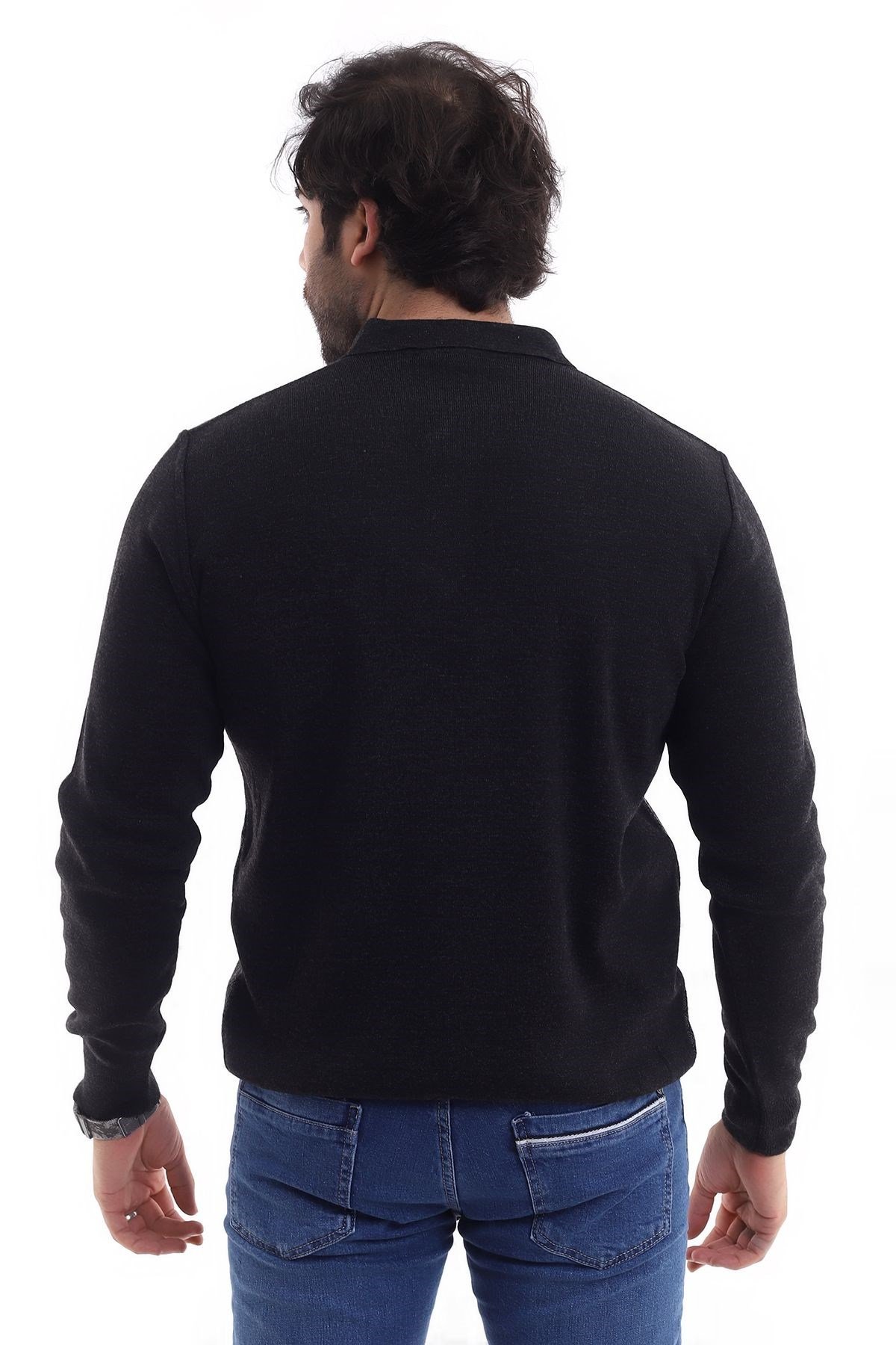 Polo Yaka Desenli Kazak Antrasit (3116)