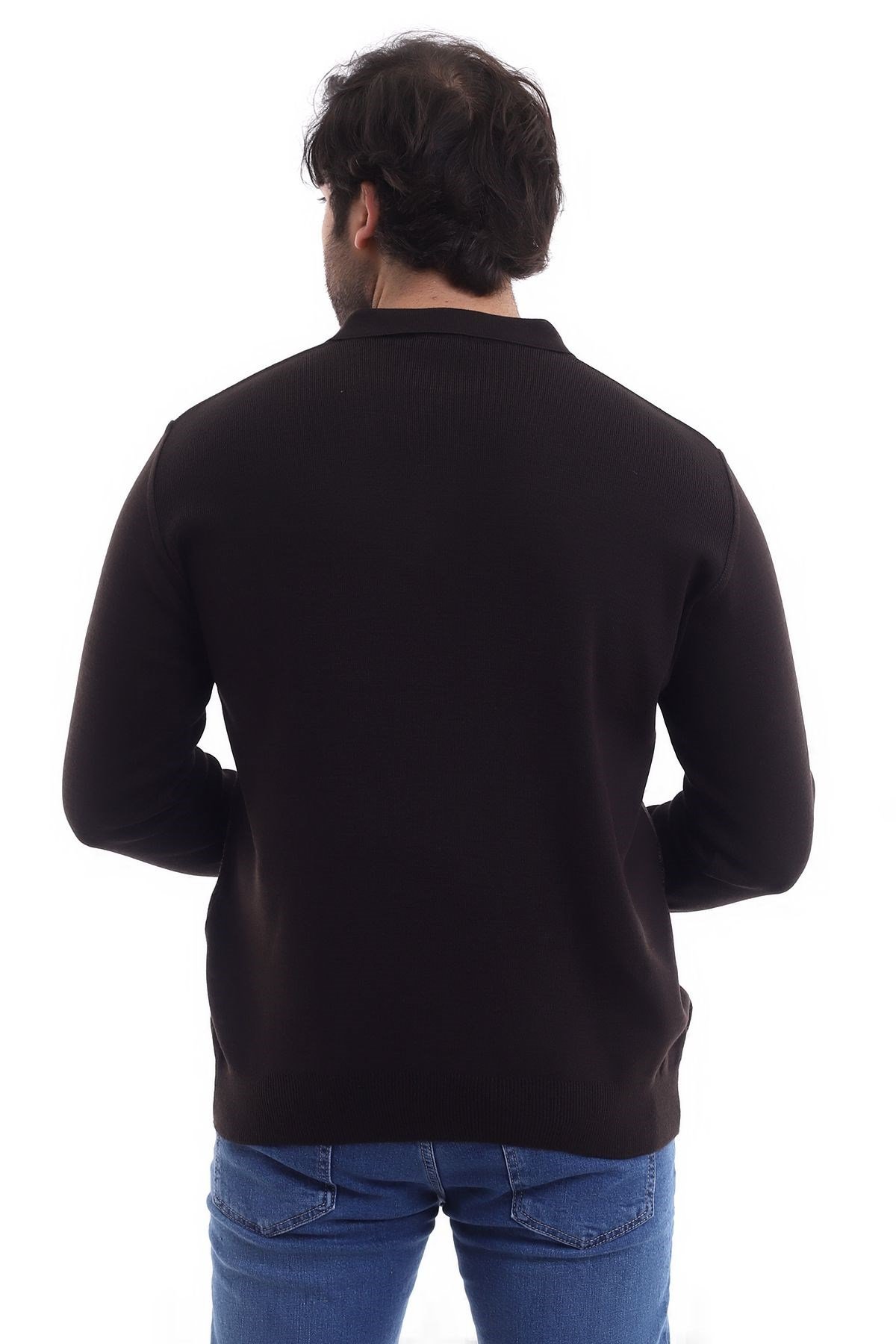 Polo Yaka Desenli Kazak Kahverengi (3116)