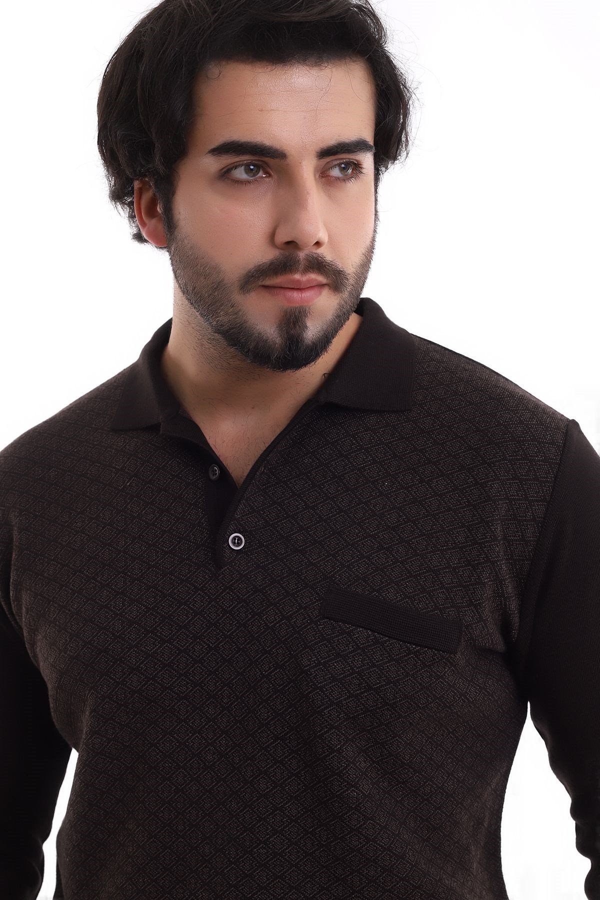 Polo Yaka Desenli Kazak Kahverengi (3116)