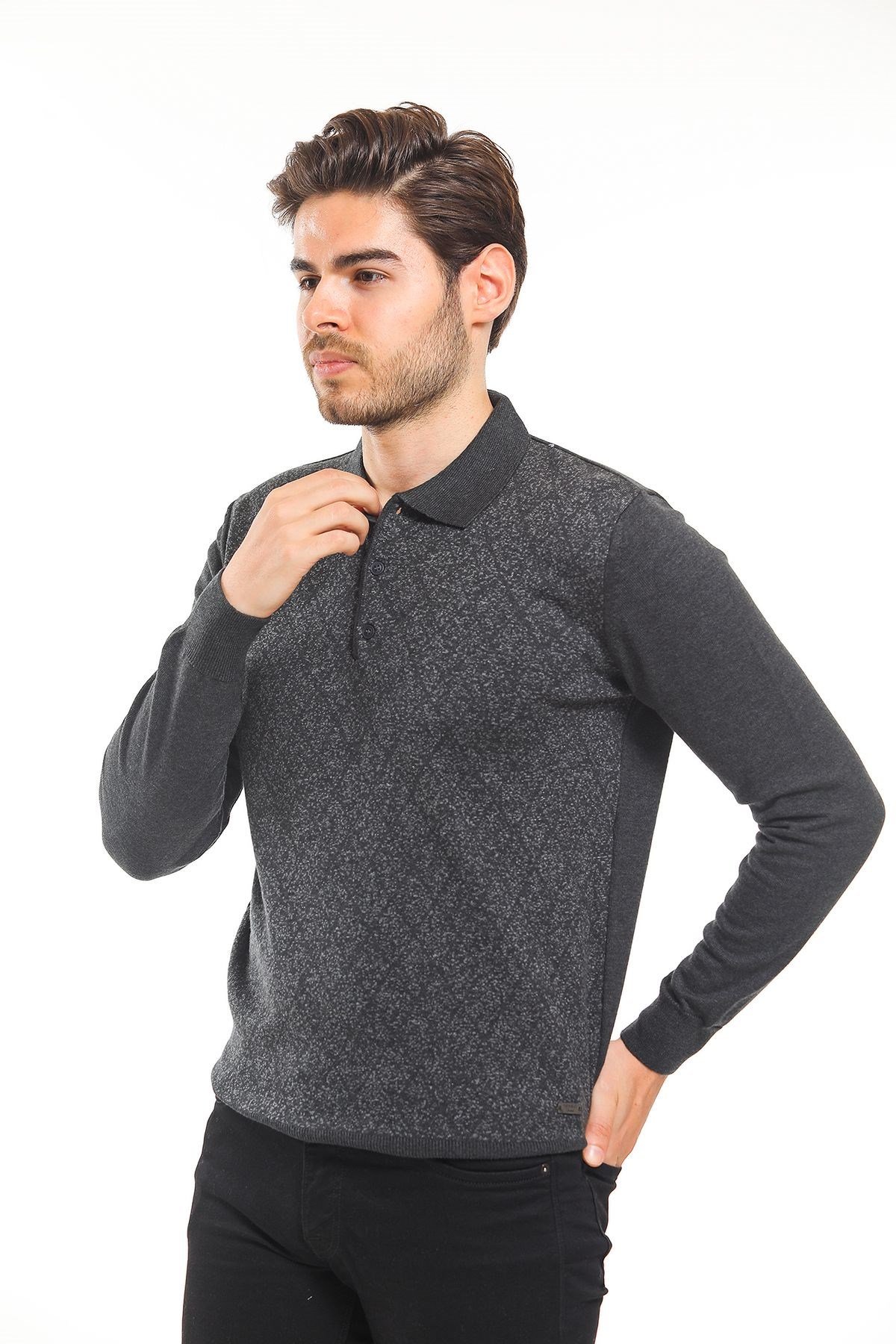 Polo Yaka Kazak Desenli Antrasit (5102)