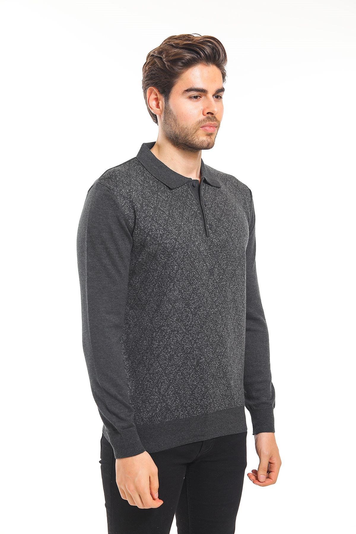 Polo Yaka Kazak Desenli Antrasit (5102)