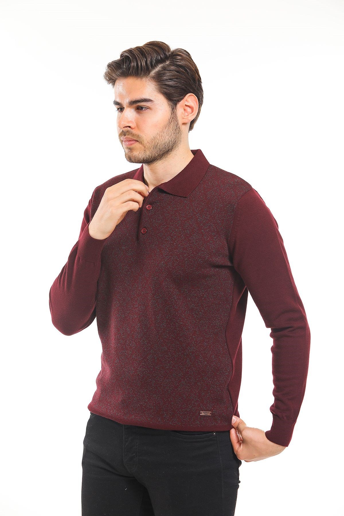 Polo Yaka Kazak Desenli Bordo (5102)