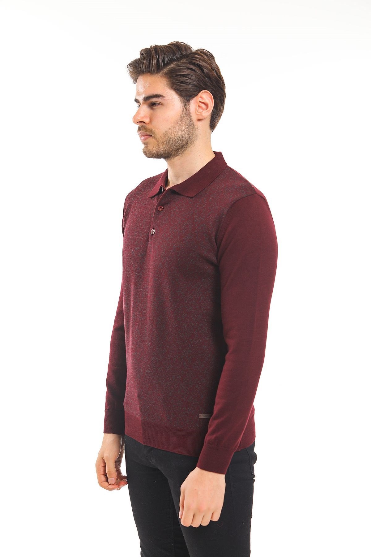 Polo Yaka Kazak Desenli Bordo (5102)