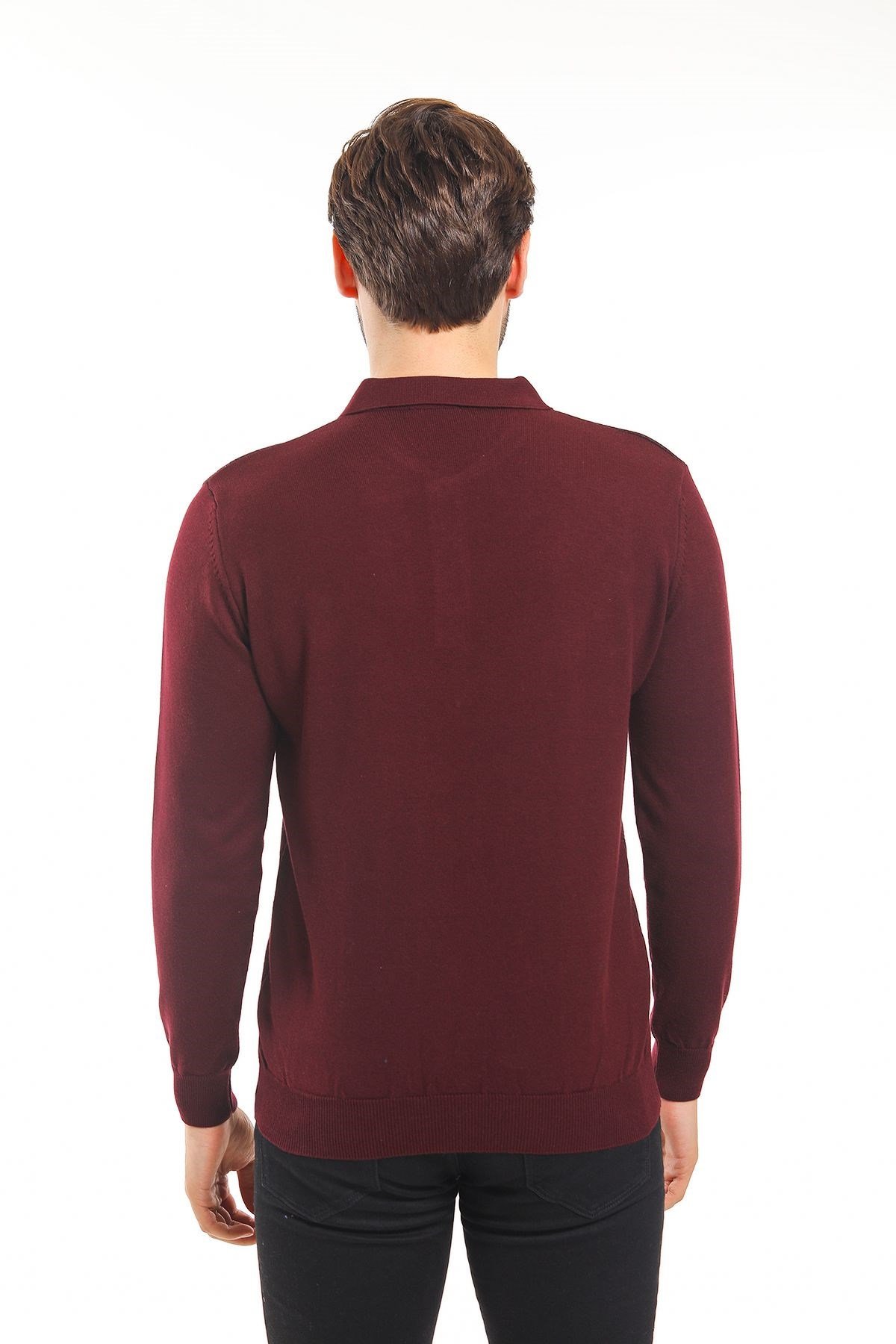 Polo Yaka Kazak Desenli Bordo (5102)