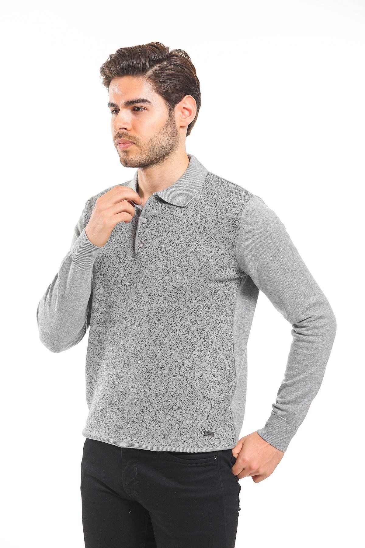 Polo Yaka Kazak Desenli Gri (5102)