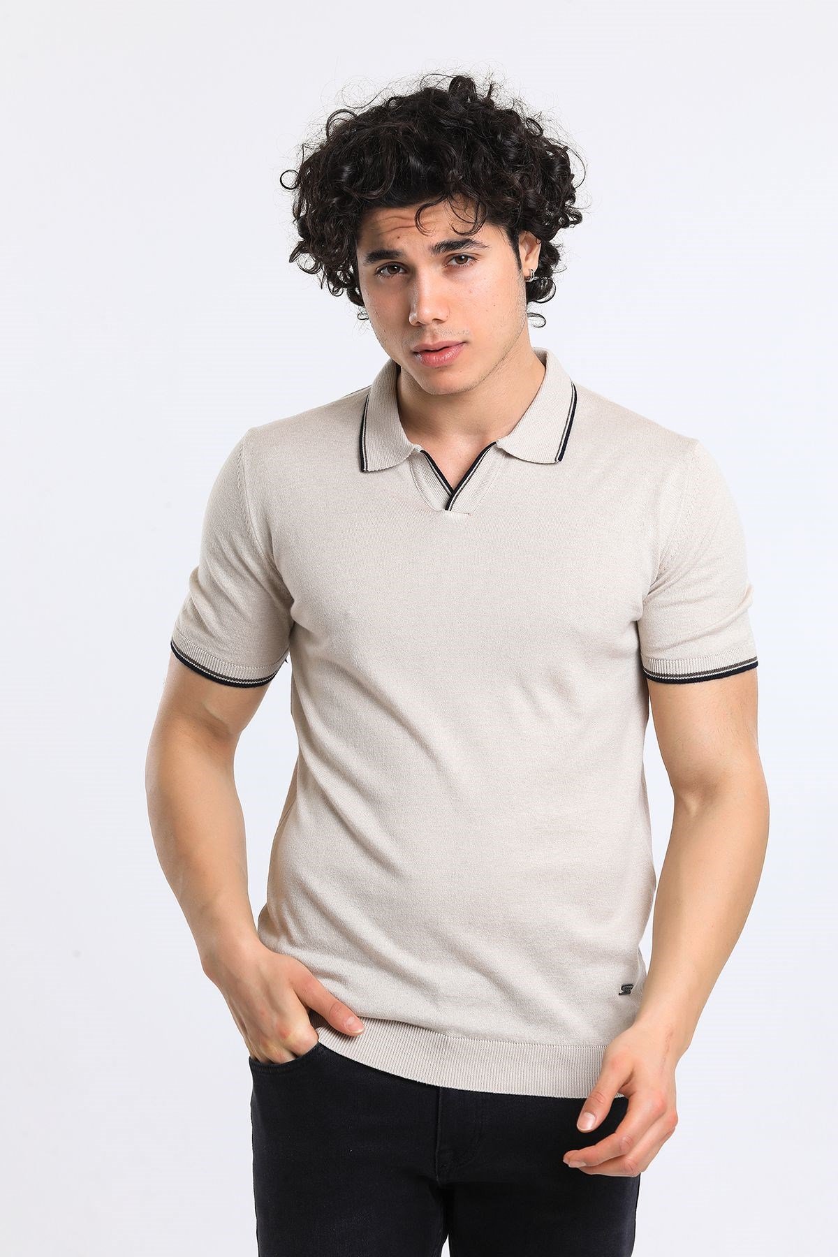 Soylu Trend  I soylutrend.comT-SHİRTSoylu Trend2001TASErkek Polo Yaka Triko T-Shirt Pamuklu Taş (2001)